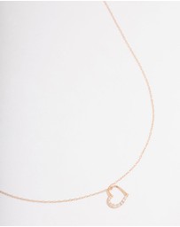 Lovisa - Rose Gold Plated Sterling Silver Cubic Zirconia Half Paved Heart Necklace