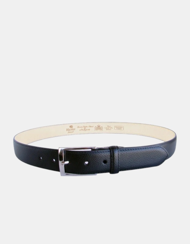 Henry Bucks - HENRY SARTORIAL x LEYVA Pebble Leather Belt BLACK