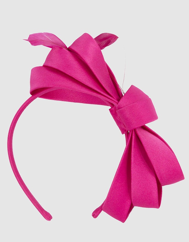 Max Alexander - Large Fuchsia Satin Bow Racing Fascinator