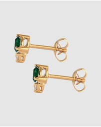 Elli Jewelry - Earrings Stud Emerald Circle 925 Sterling Silver Gold-Plated