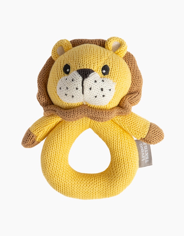 Living Textiles - Knitted Ring Rattle - Leo the Lion
