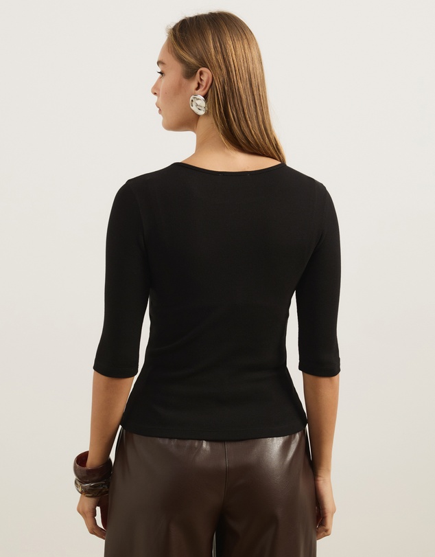 Atmos&Here - Organic Cotton Rib Quarter Sleeve Top