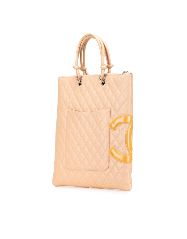 Pre-Loved by Azura Reborn - Pre-Loved Quilted Lambskin Cambon Ligne Flat Tote