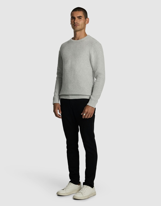yd. - Jayce Crew Neck Cotton Textured Knit Jumper