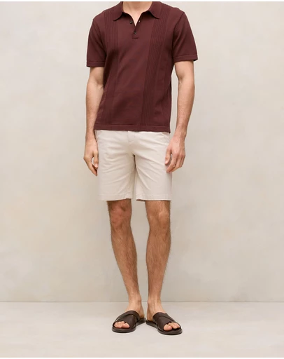 Trenery - Cotton Twill Chino Short in Stone