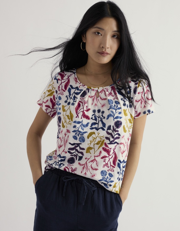 Seasalt - Seasalt Cornwall Multi Appletree Keyhole Detail T-Shirt
