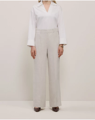 Trenery - Yarn Dyed Linen Pintucked Pant in Flax