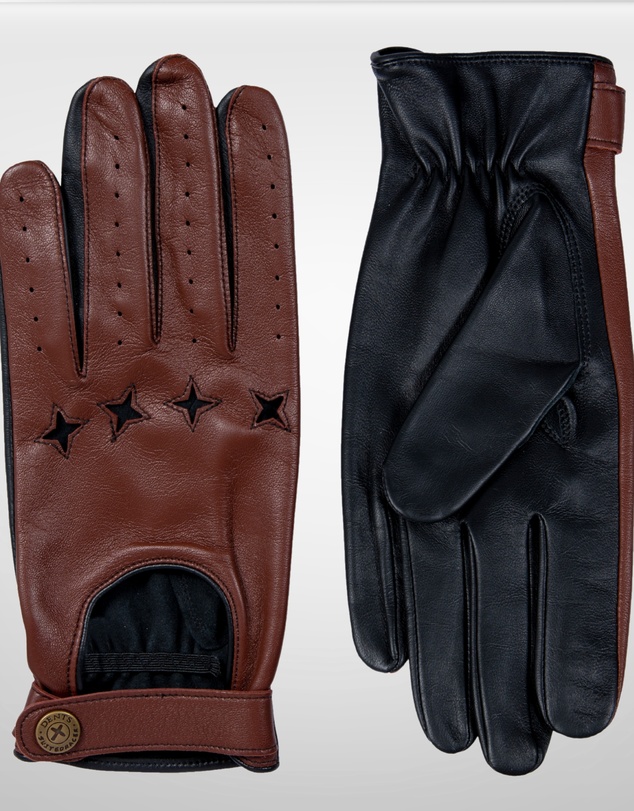 DENTS - Suited Racer Touchscreen Leather Driving Gloves w/ Wristwatch Cut-Out