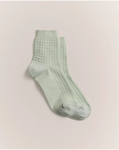 Trenery - Textured Grid Crew Sock in Light Mint