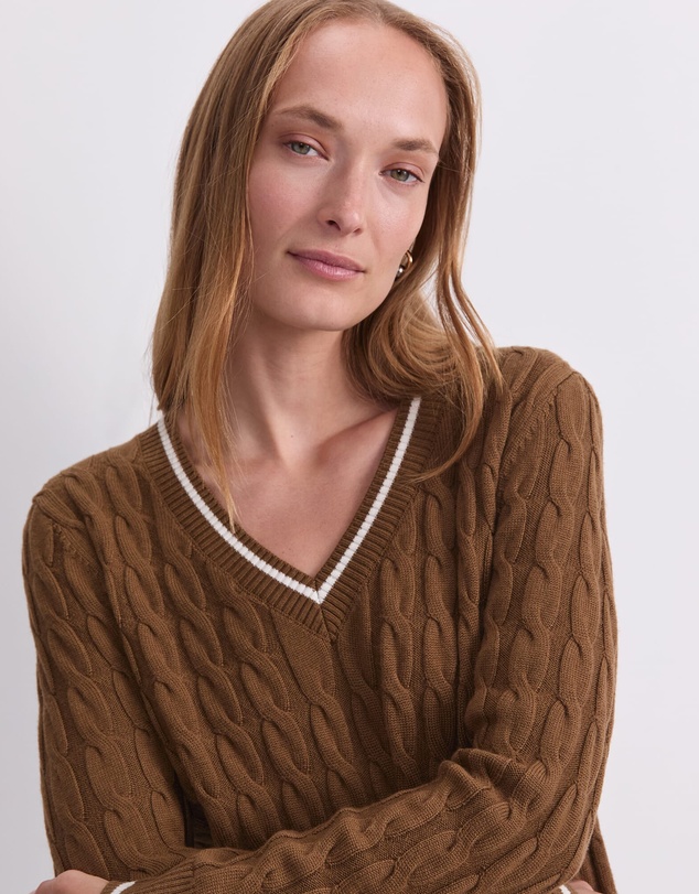 Sportscraft - Merino Cable V Neck Sweater