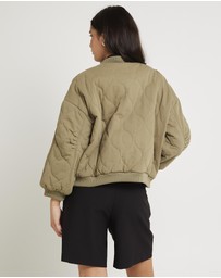 Subtitled - Quilt Detail Oversized Bomber Jacket