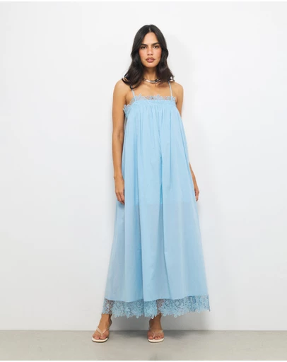AERE - Mara Cotton Voile Trim Maxi Dress