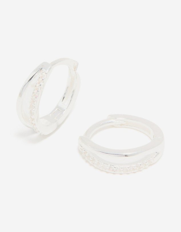 Lovisa - Sterling Silver Cubic Zirconia Double Hoop Earrings