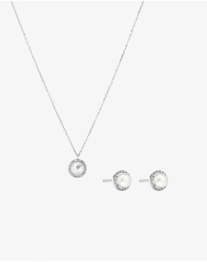 Michael Hill - Cultured Freshwater Pearl & 0.13TW of Diamond Necklace and Earring Gift Set in Sterling Silver