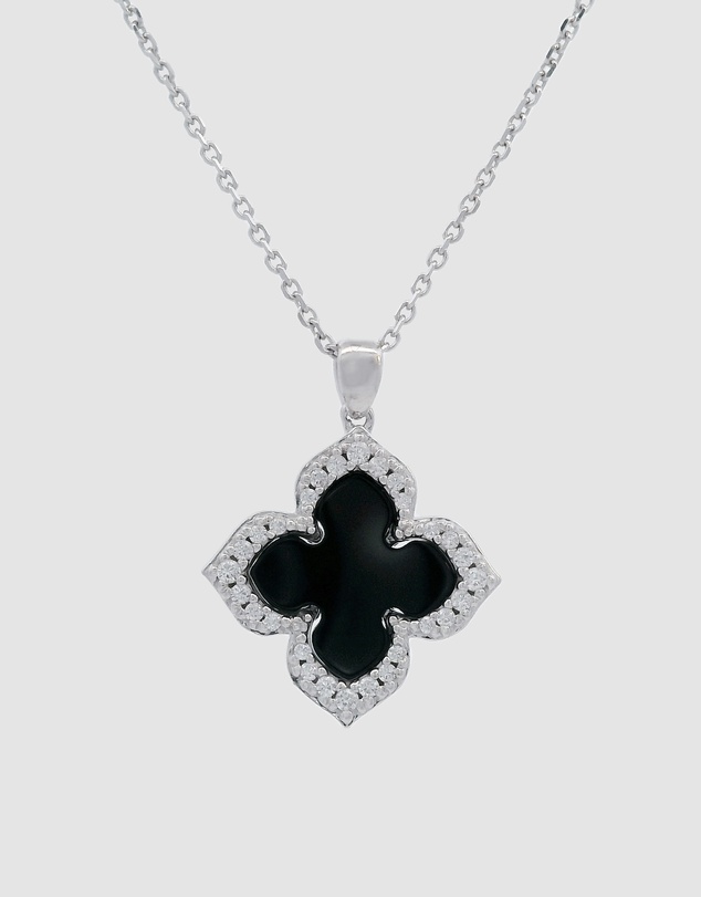 Georgini - GEORGINI MIDNIGHT VELVET BLACK AGATE FAIRWATER PENDANT SILVER