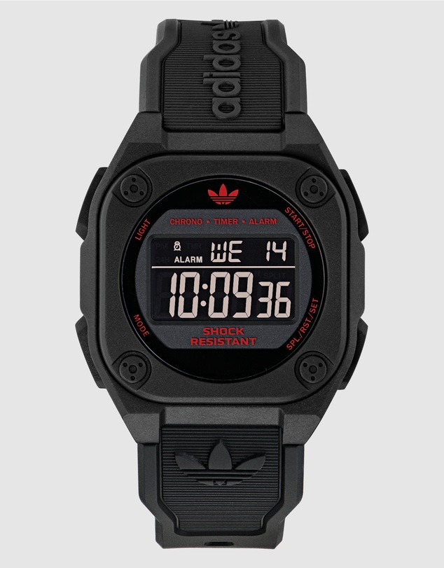 adidas Originals - City Tech Four 42mm Black Resin Watch