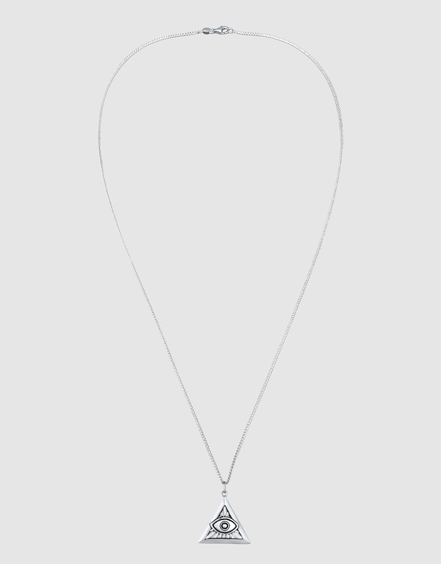 Kuzzoi - ICONIC EXCLUSIVE - Long Necklace with Evil Eye Pendant in Oxidised 925 Sterling Silver