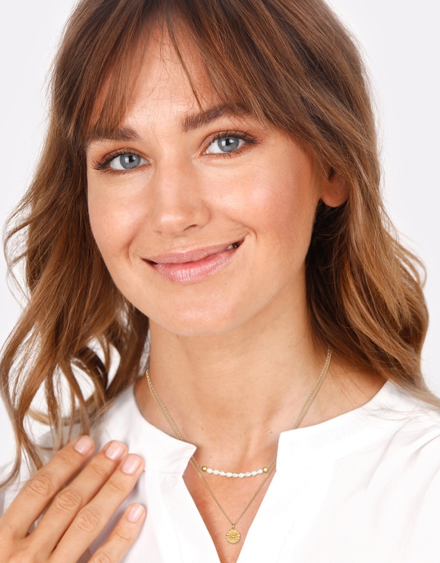 Elli Jewelry - Sun Pearl Layered Necklace in Gold-Plated 925 Silver