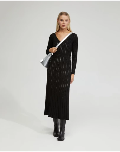 Oxford - Keiko Knitted Dress With Slip In Nude