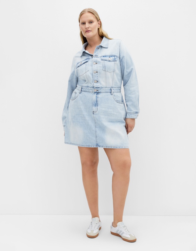 City Chic - Plus size Liora Denim Mini Dress - light wash