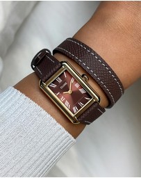 Cluse - Belisenna Watch Double Leather, Mocha, Gold Colour