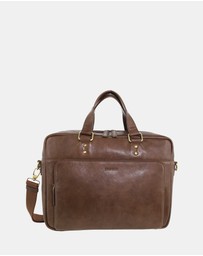 Pierre Cardin - Pierre Cardin Men's Leather Rustic Business/Laptop Bag