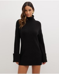 Dazie - Cozy Oversized Knit Mini Dress