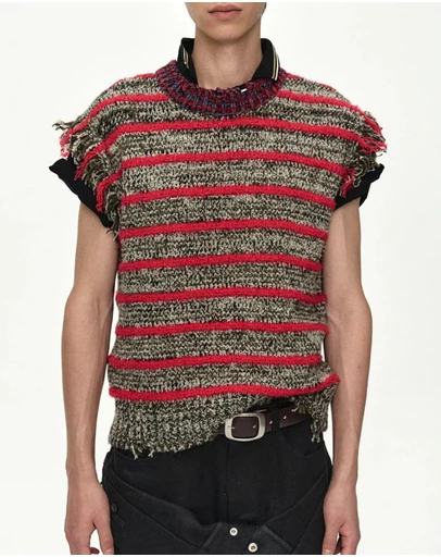 Andersson Bell - Fringe Stripe Wool Crew-Neck Vest