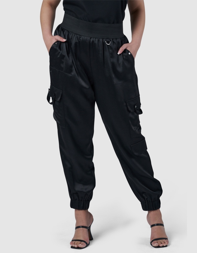 Sunday In The City - Jaded Satin Cargo Pants