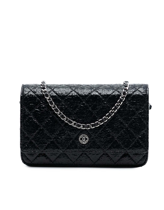 Pre-Loved by Azura Reborn - Pre-Loved CC Quilted Crinkled Patent Wallet On Chain