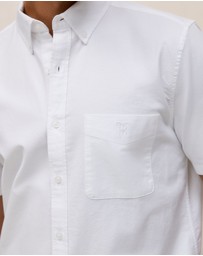 Trenery - Monogram Short Sleeve Oxford Shirt in White