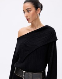 Minima Esenciales - Vireo Cotton Cashmere Blend Off Shoulder Knit Top