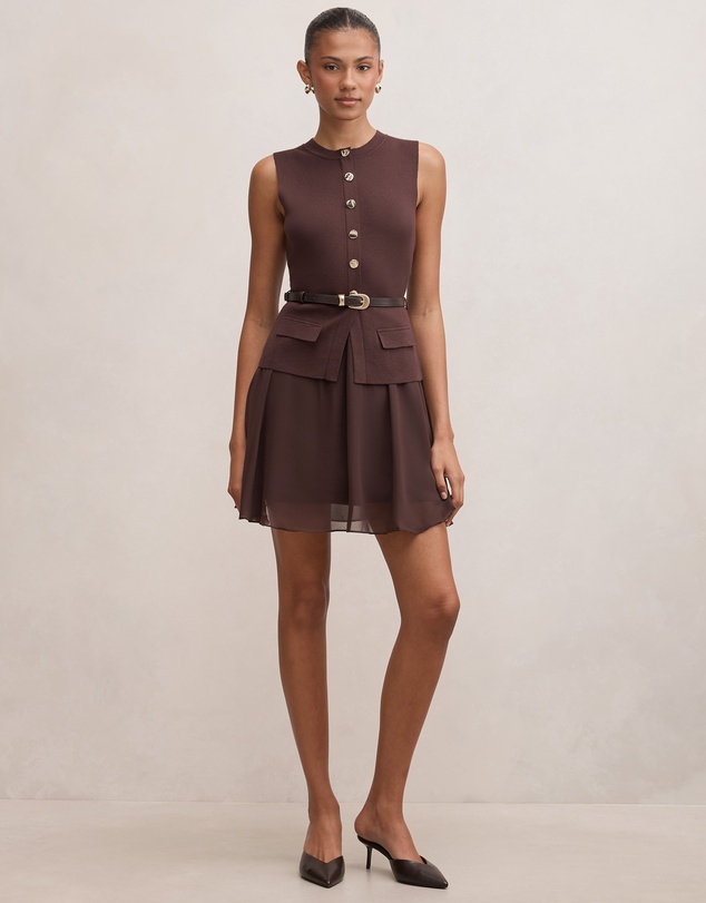 Forever New - Belle Woven Mix Mini Dress