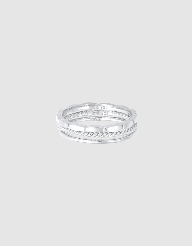 Elli Jewelry - Twisted Ring Set in 925 Silver