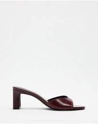 Atmos&Here - Hazel Crinkle Leather Peep Toe Heels