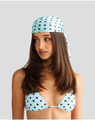 Vacay Swimwear - Havana Head Scarf Blue Polka