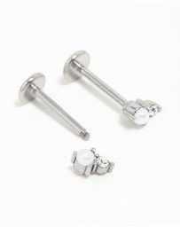 Lovisa - Surgical Steel Pearl Diamante Flat Back Earrings