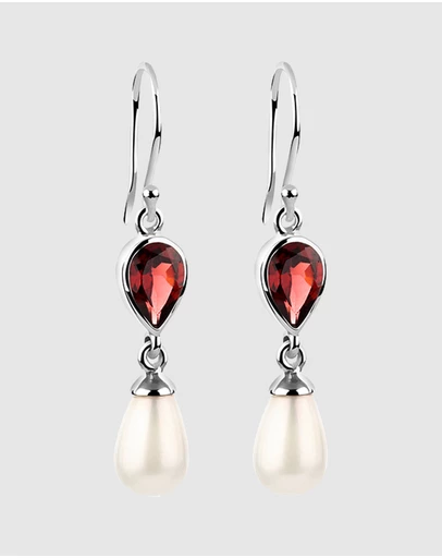 Elli Jewelry - Earrings Hanger Garnet 925 Sterling Silver