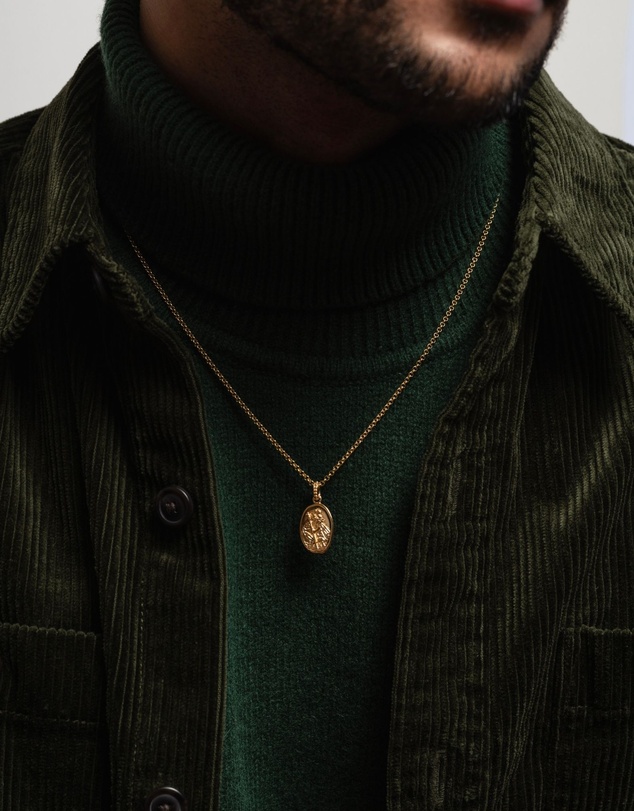 Dower & Hall - Men's St. Christopher Talisman Necklace In Gold Vermeil