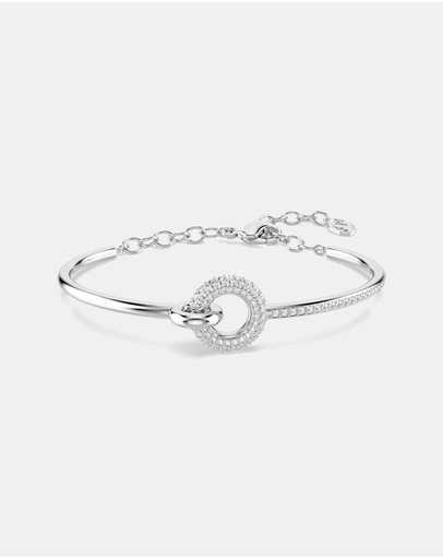Swarovski - Dextera Bangle, Round Cut, White, Rhodium Plated