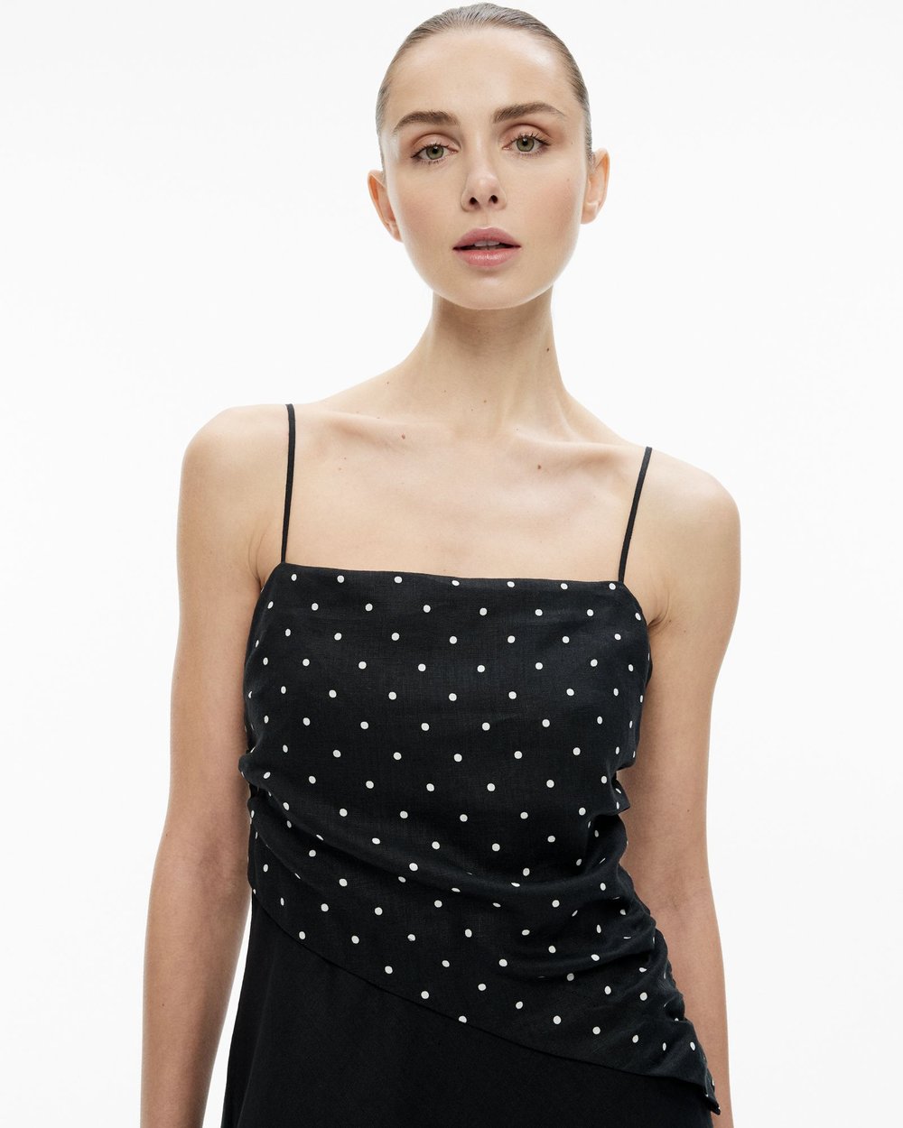 chinese dress ladies BEVERLY BITTER CHOC SPOT MIDI DRESS – DISSH main image 1