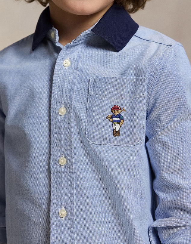 Polo Ralph Lauren - Polo Bear Oxford Knit-Collar Shirt - Kids