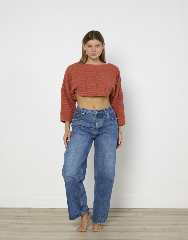 Cirkular - Pre-Loved - Lucy Folk Long Sleeve Tidal Cropped Sweater
