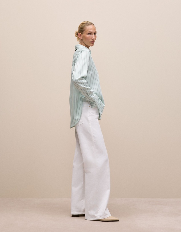 Trenery - Soft Stripe Long Sleeve Shirt in Faint Blue