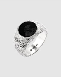 Haze & Glory - ICONIC EXCLUSIVE - Ring Signet Men Onyx Circle 925 Sterling Silver