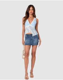 EDIKTED - Chiffon & Lace Sheer Asymmetric Top