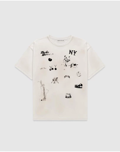 Duke + Dexter - NY Sketch Vintage White T-Shirt