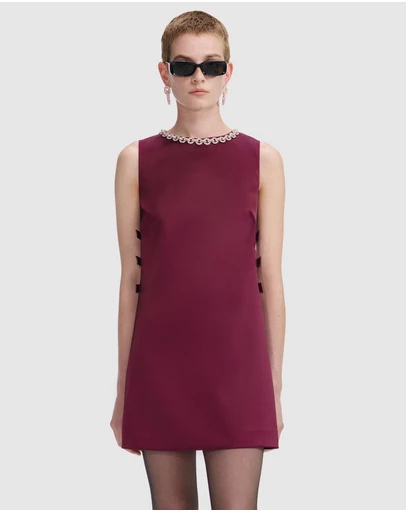 Self Portrait - Satin Cut Out Mini Dress