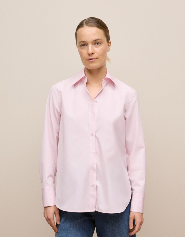 Trenery - Cotton Poplin Long Sleeve Shirt in Light Blush