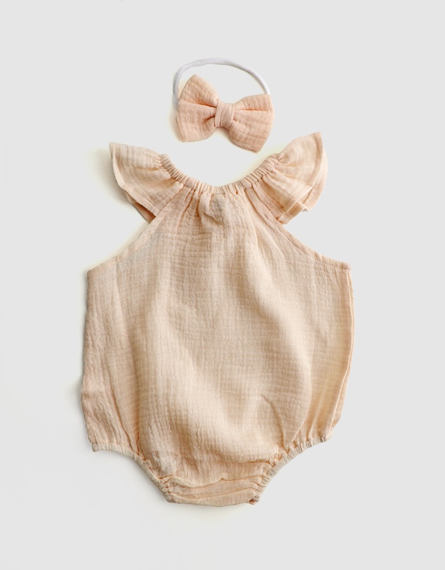 WITH LOVE FOR KIDS - Cotton Muslin Flutter Playsuit Set - Babies